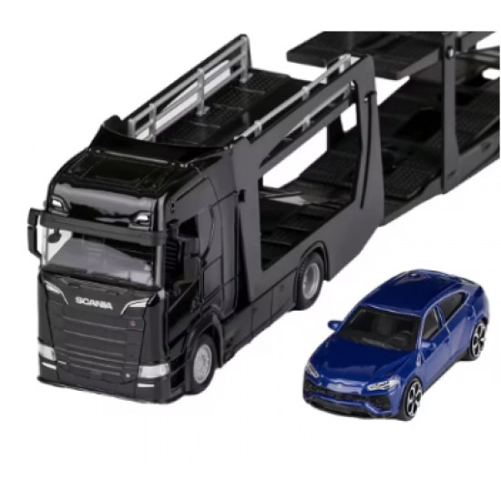 Метален камион автовоз Scania S730 с Lamborghini Urus Bburago 1/43