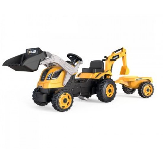 Детски трактор с педали,ремарке и товарач Smoby Builder Max